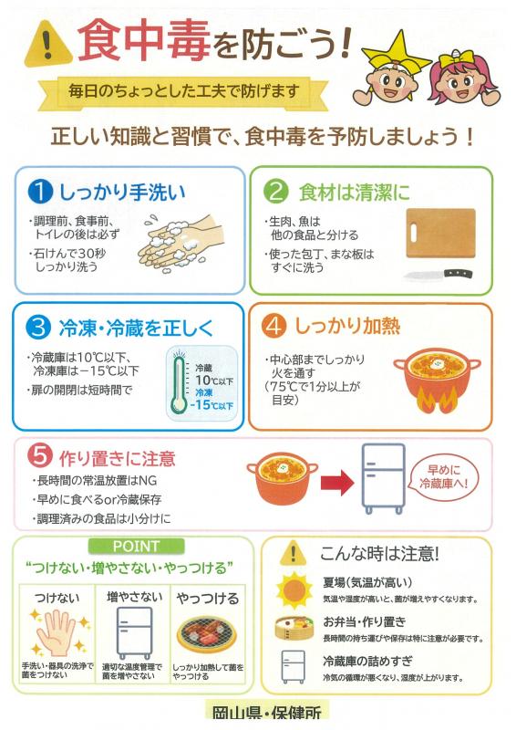 食中毒予防啓発チラシ（岡山県）