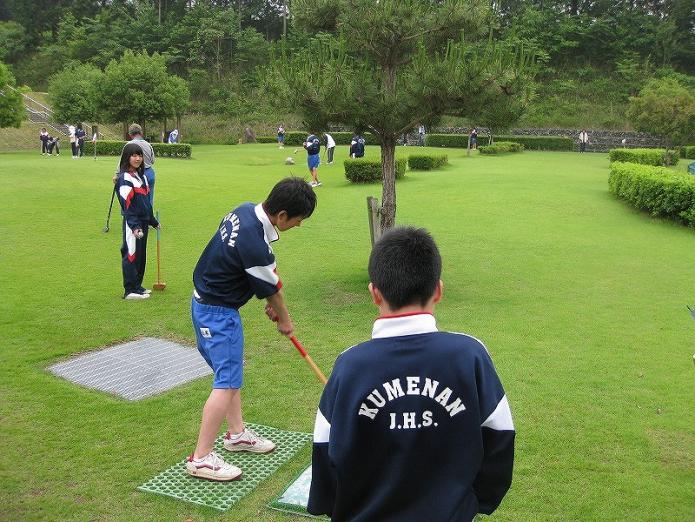 久米南中生徒会活動(5月グラウンドゴルフ交流会)